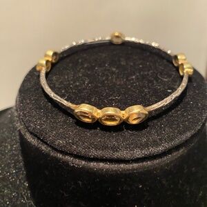 Sterling Silver, Brass, & Tourmaline Bangle